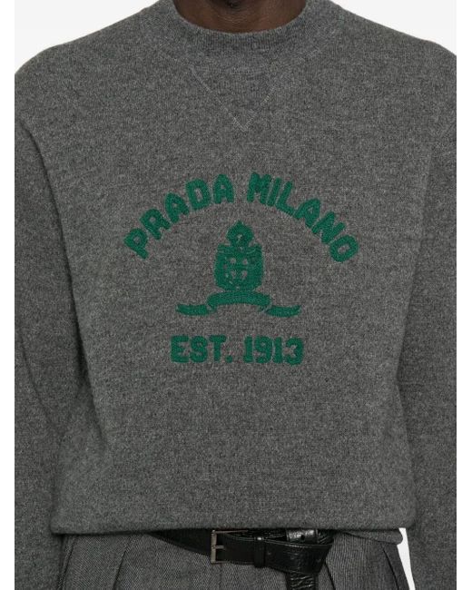 Prada Gray Cashmere-Wool Sweater for men