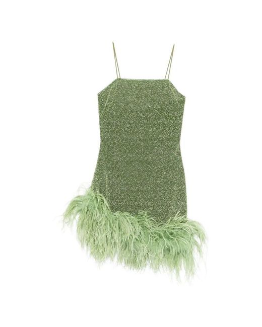green feather mini dress Oséree Feather-Trim in quiz-menscasual