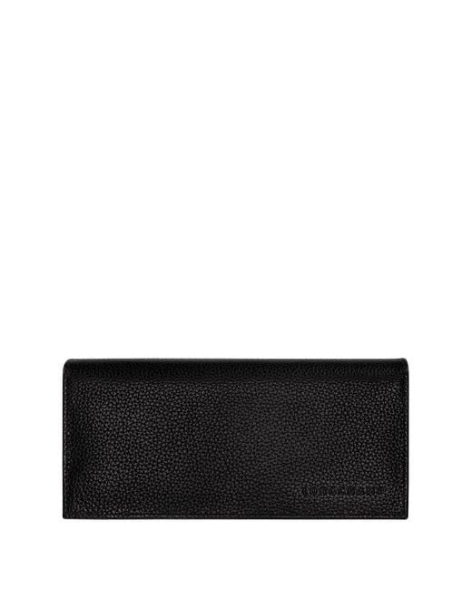 Longchamp Black 'Le Foulonné' Long Continental Wallet
