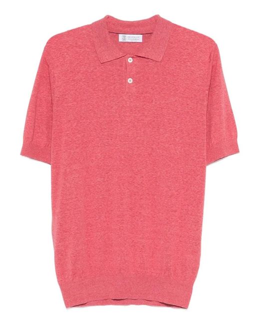 Brunello Cucinelli Pink Short Sleeve Polo for men
