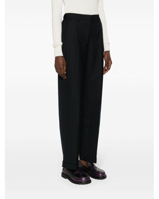 Miu Miu Black High-waisted Pinstripe Tailored Trousers