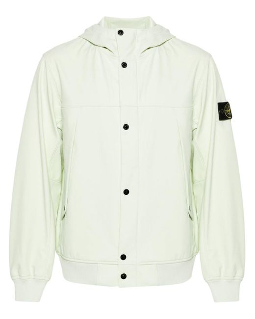 Stone Island White Soft Shell R_e.dye Hooded Jacket for men