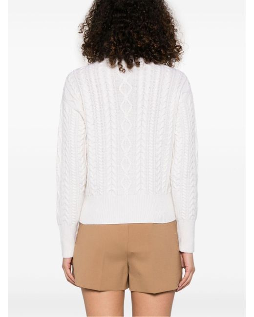 Max Mara White Wool And Cashmere Crewneck Jumper Sweater