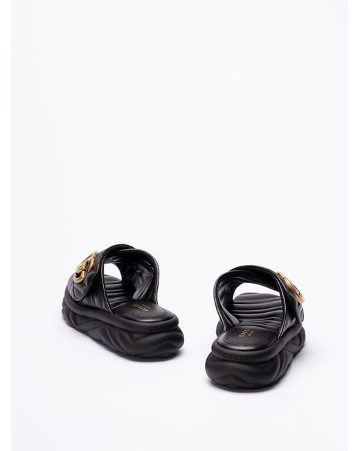 Gucci Black `Marmont` Slide Sandals