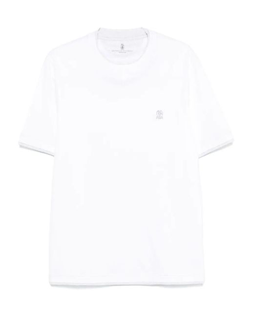Brunello Cucinelli White T-Shirt With Faux-Layering for men