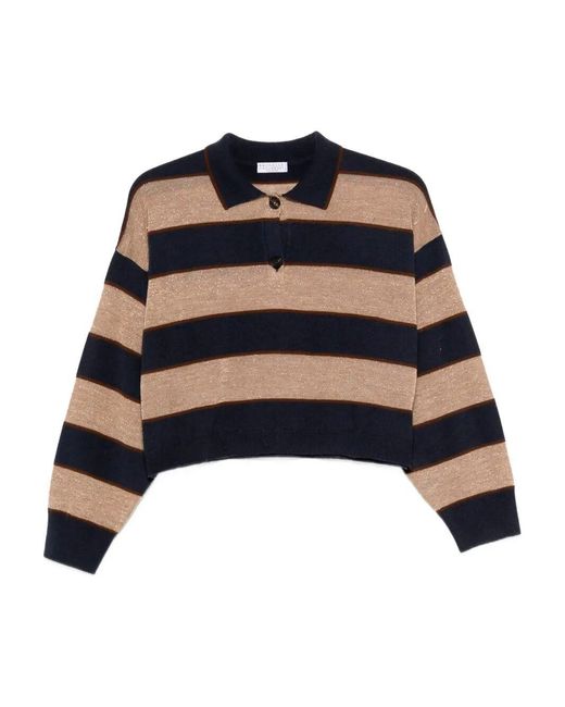 Brunello Cucinelli Blue Polo Sweater