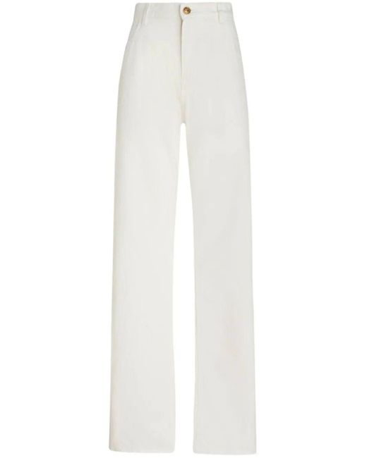 Etro White Jeans baggy Con Ricamo