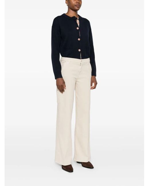 7 For All Mankind White 'Lotta Trouser Creme With Carpenter Details' Jeans