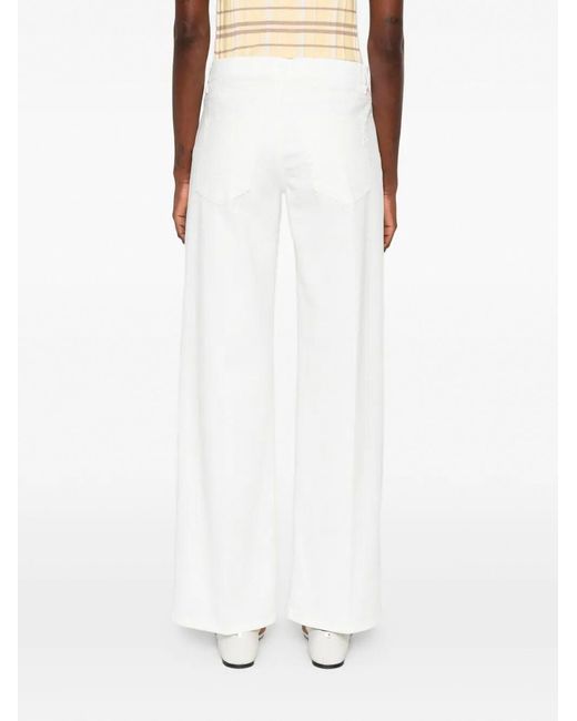 Dondup White 'Jacklyn' Wide Leg 5-Pocket Jeans