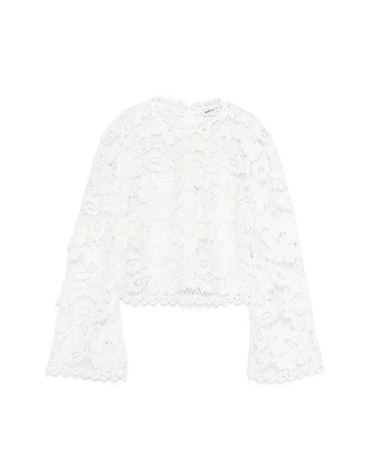 Self-Portrait White Crochet Lace Top