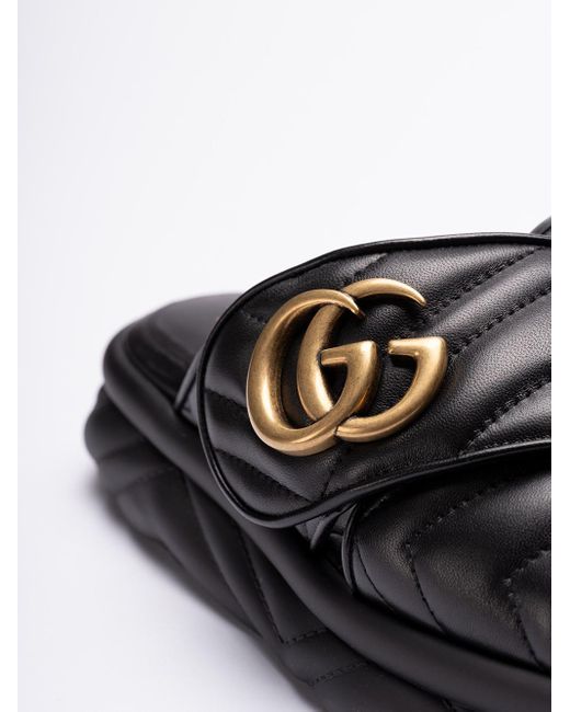 Gucci Black `Marmont` Slide Sandals