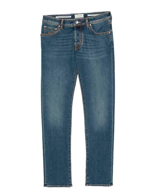 'Nick' 5-Pocket Slim Fit Pants di Jacob Cohen in Blue da Uomo