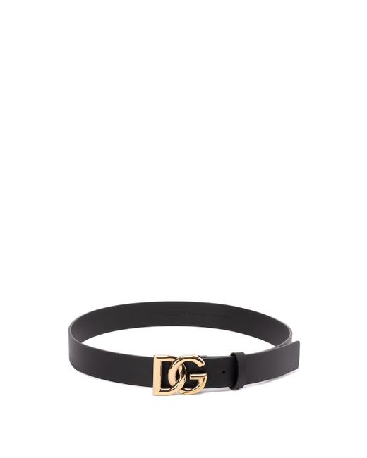 Dolce & Gabbana White `Dg` Logo Buckle Belt for men