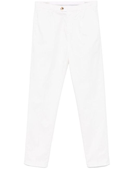 Brunello Cucinelli White Garment-Dyed Leisure Fit Pants for men
