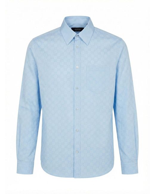 Gucci Blue 'Gg' Tailored Shirt for men