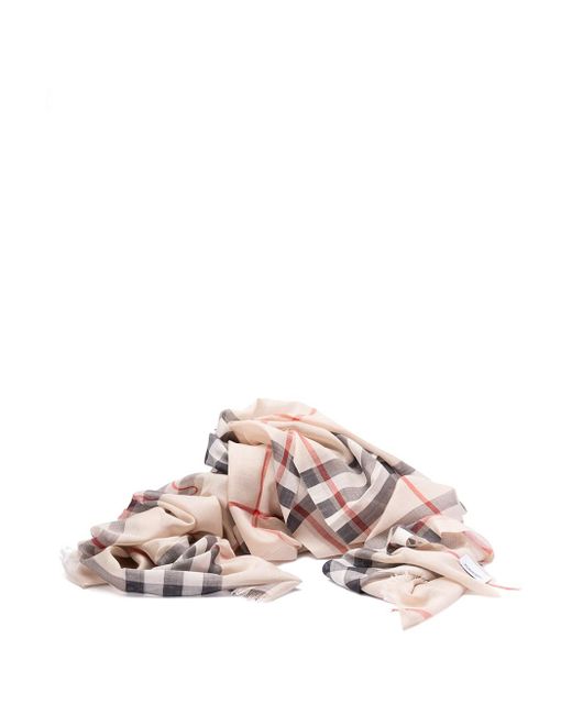 Burberry Pink `giant Check Gauze` Scarf