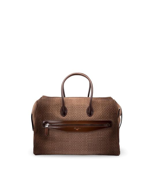 Santoni Brown Duffle Bag for men