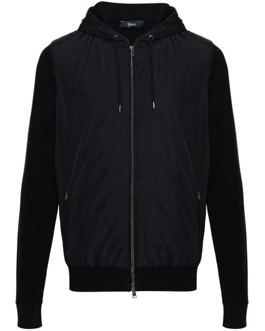 Herno Black Contrast-panel Piqué Jacket for men