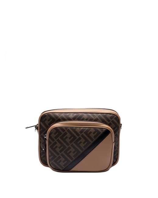 Fendi `ff 1974` Leather Camera Case in Brown for Men Lyst