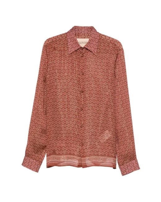 Valentino Garavani Pink 'Chamber' Long Sleeve Shirt for men