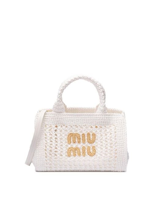Miu Miu White Crochet Handbag