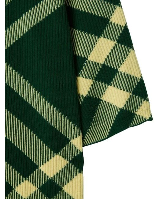 Polo in maglia di lana check di Burberry in Green da Uomo
