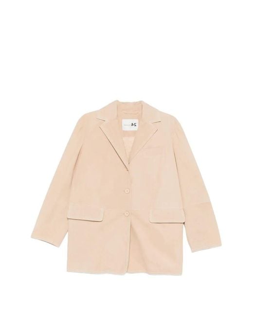 Manzoni 24 Natural Suede Jacket With Stitching