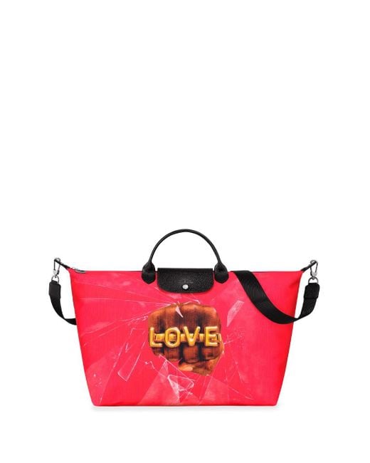 Longchamp Pink ` X Toiletpaper` `le Pliage Love` Unisex Travel Bag