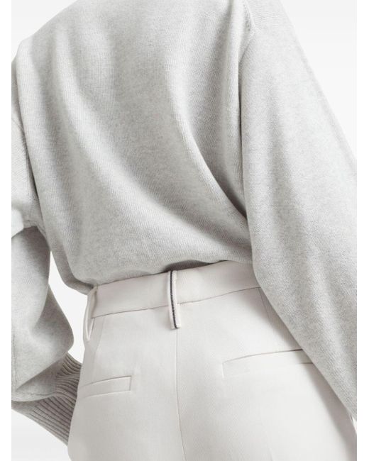 Brunello Cucinelli White Monili Embellished Trousers