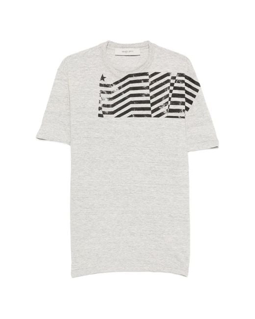 Golden Goose Deluxe Brand White Printed Cotton T-Shirt for men