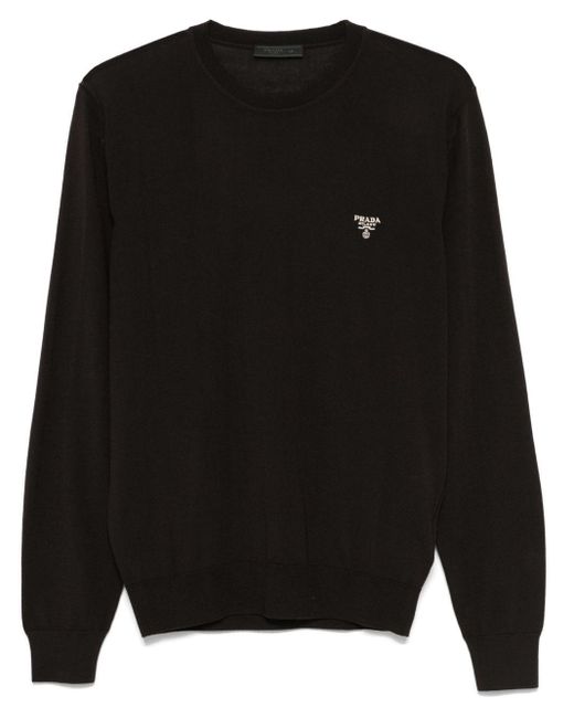 Maglione Con Ricamo di Prada in Black da Uomo