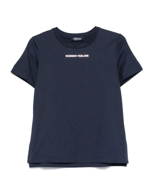 Max Mara Blue Logo Cotton T-Shirt