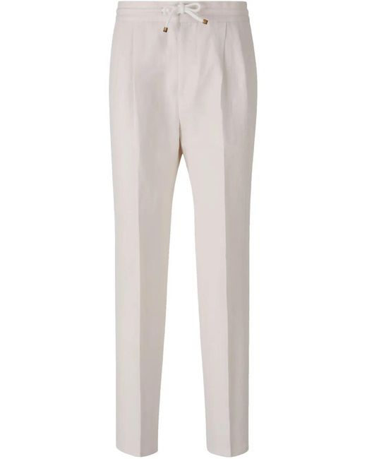 Brunello Cucinelli Natural Pants With Drawstring And Double Pleats for men