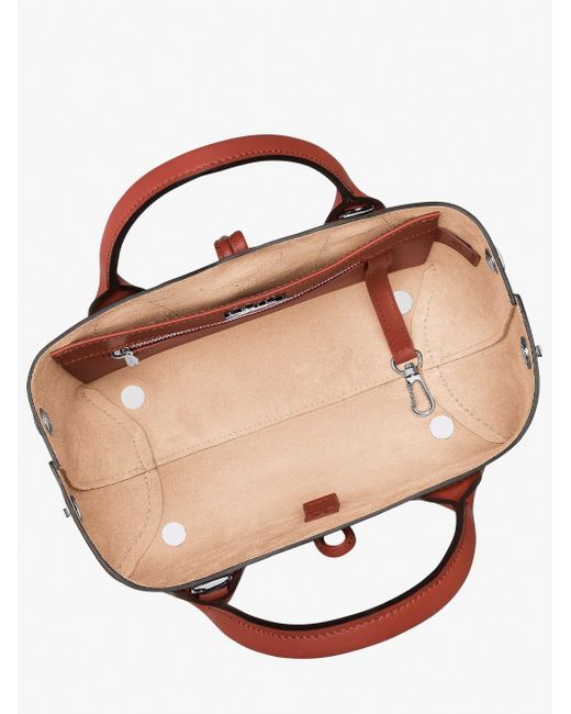 Longchamp Red `Roseau Box` Medium Handbag