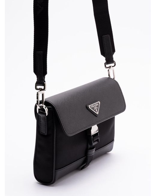 Prada Black `Re-Nylon` And Saffiano Leather Shoulder Bag for men