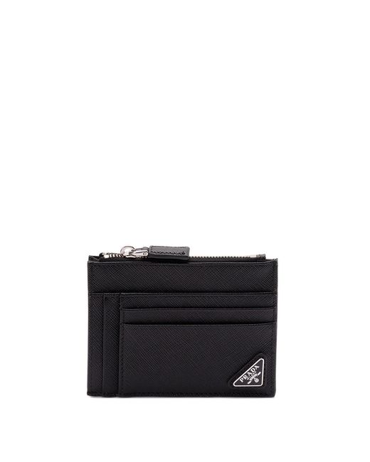 Prada Black Saffiano Leather Card Holder for men