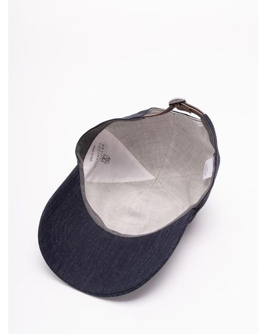 Brunello Cucinelli Blue Baseball Cap for men