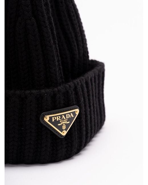 Prada Black Wool Beanie
