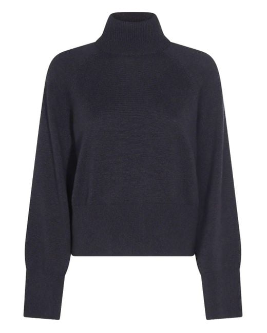 Brunello Cucinelli Blue Cashmere Turtle-Neck Sweater