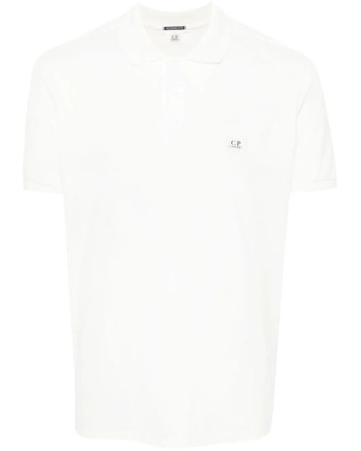 C P Company White `70/2 Mercerized` Polo Shirt for men