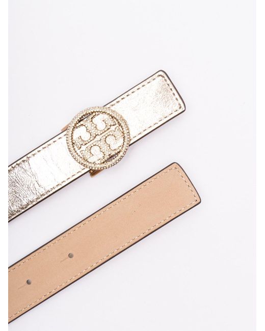Crystal Embellished Belt di Tory Burch in White