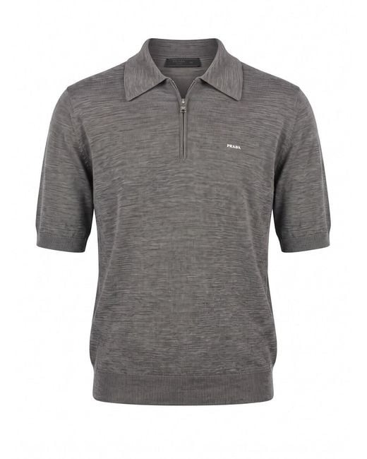 Prada Gray Polo-Neck Sweater for men