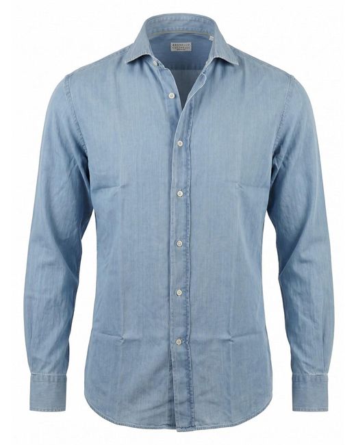 Brunello Cucinelli Blue Shirt for men
