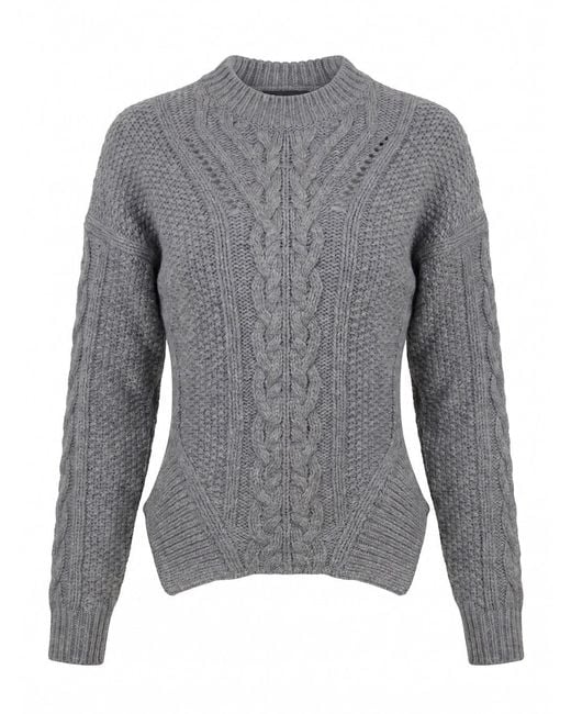 Dondup Gray Slim Round Neck Sweater
