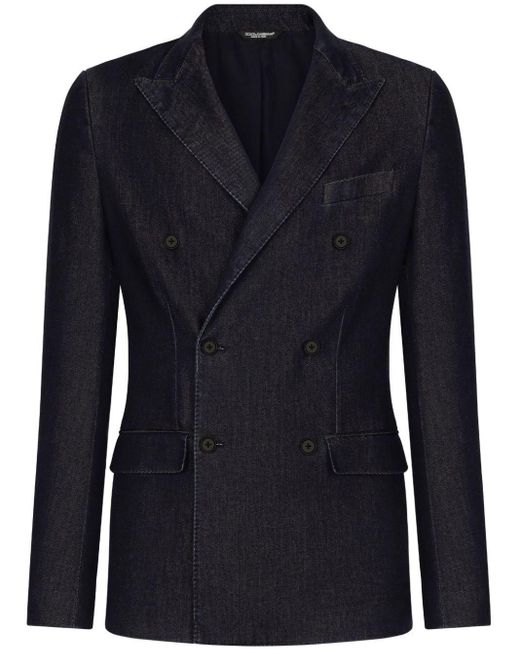 Dolce & Gabbana Blue Double-Breasted Blazer for men