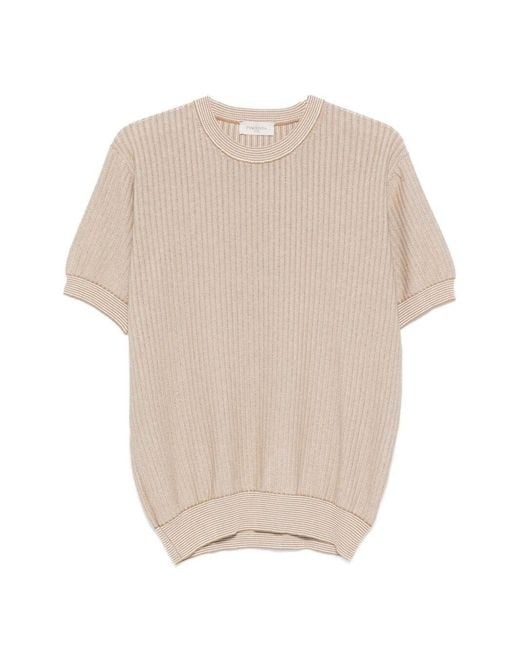 Piacenza 1733 White Short Sleeve Crew-Neck Sweater for men