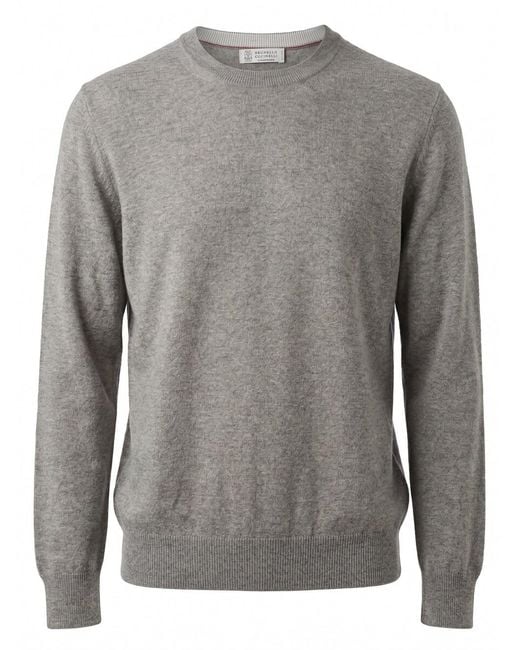 Brunello Cucinelli Gray Cashmere Sweater for men