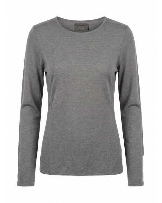 Purotatto Gray Round Neck Double Sweater