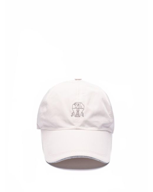 Brunello Cucinelli White Water-Resistant Baseball Cap With Contrast Details for men