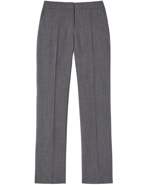 Jil Sander Gray Straight-Leg Tailored Pants With Subtle Pinstripe Finish